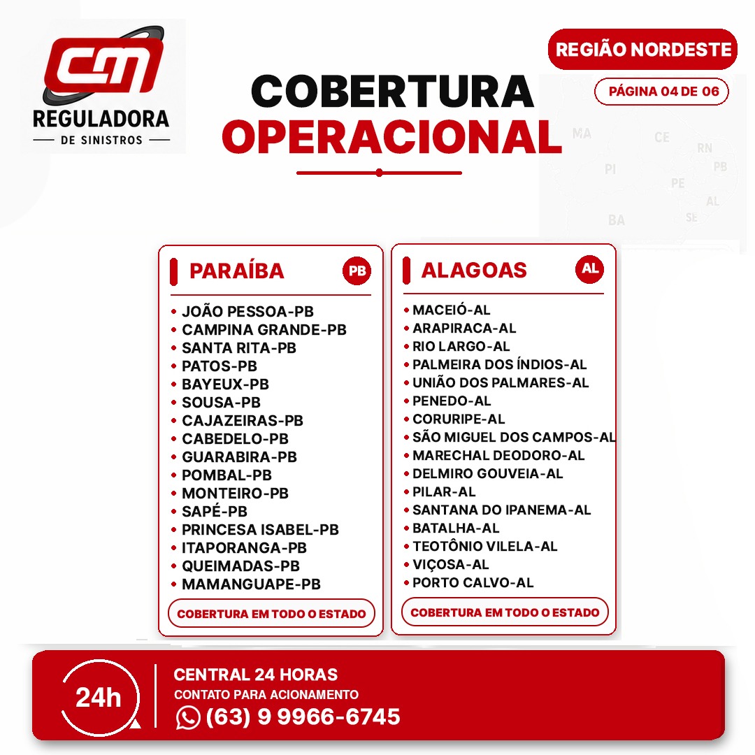Cobertura Operacional - Região Nordeste - Página 4 de 6 - Paraíba e Alagoas